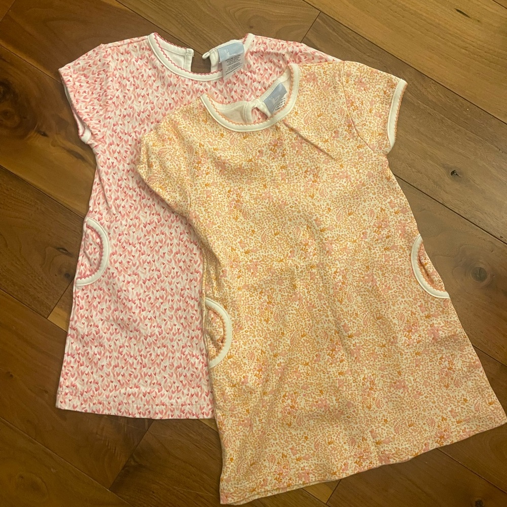 Bundle of 2 Bella Bliss dresses size 3, pink hearts, orange floral